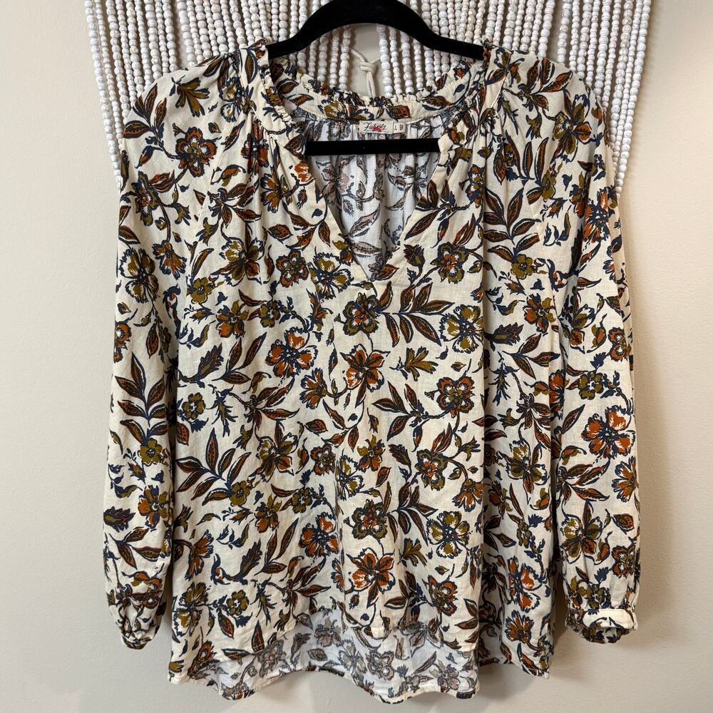 Faherty Linen Viscose Blend Portia Floral Blouse S